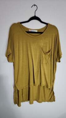 FP Beach Free People Mustard Yellow Oversized High-Low Pocket Tee